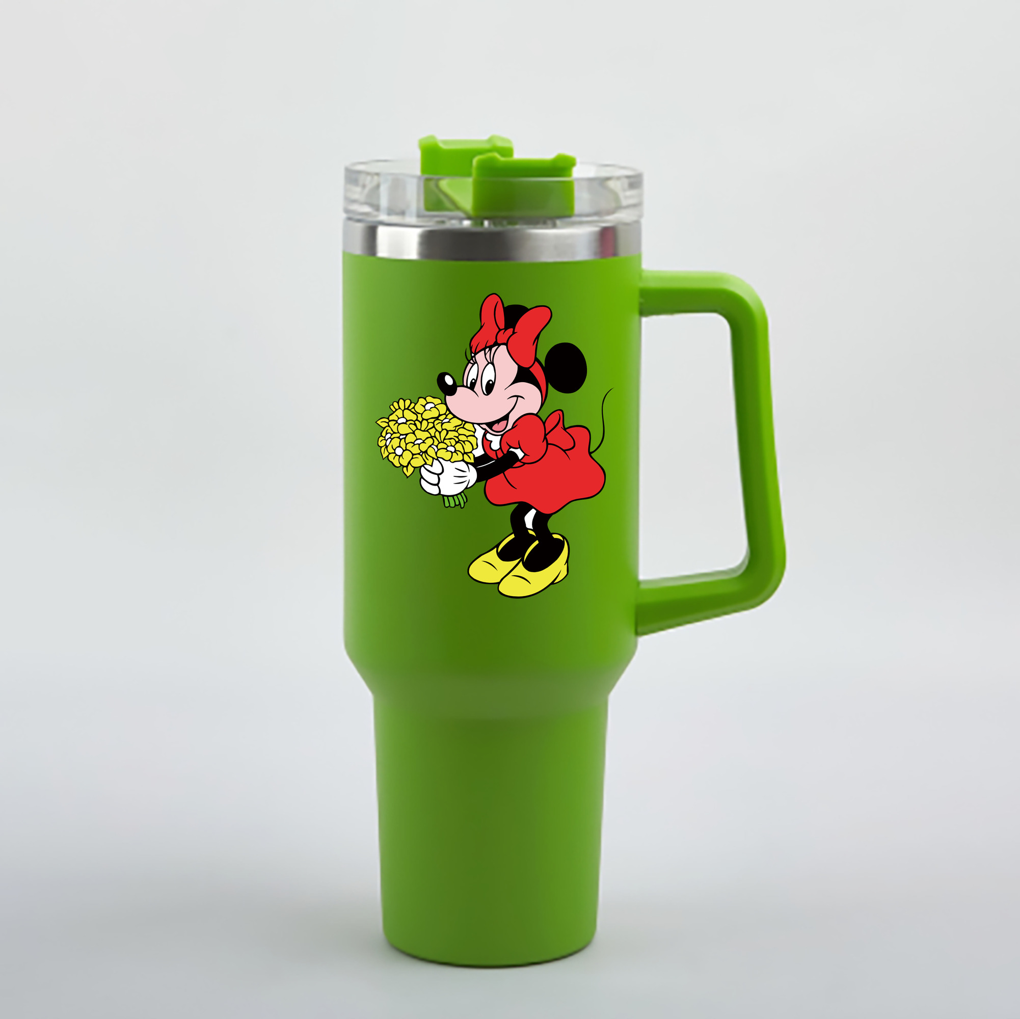 （画像用） ミッキーマウス Mickey Mouse 1200mL車用タンブラー - クリスタルステッカー（プラスチックストロー付き）